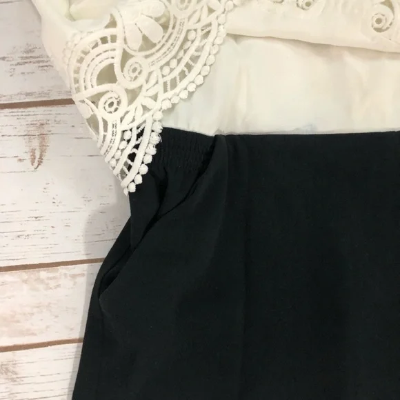 Parker Lace Overlay White & Black Romper - Picture 4 of 7
